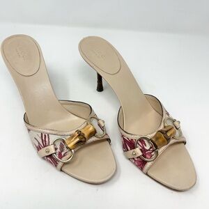Gucci Vintage Bamboo Horse-bit Canvas Mule Heel size 8.5 US Tom Ford